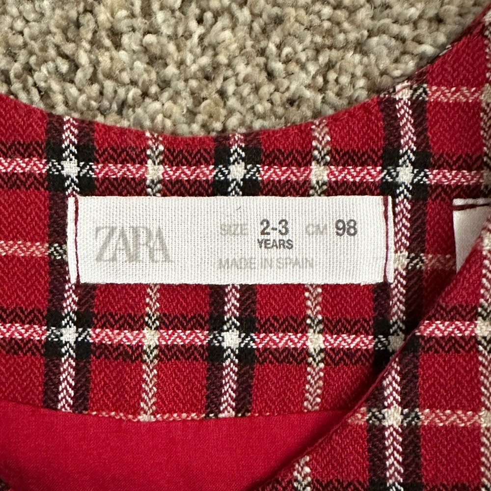 Zara Red Plaid Jumper for Toddlers, size 2-3 years - Picture 2 of 3